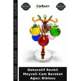 Dekoratif Renkli Meyveli Cam Bereket Ağacı Biblosu Şık Aksesuar Masa Dekoru Ofis Hediyesi