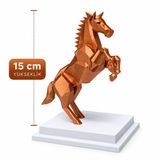 Dekoratif Şahlanan At Biblo 15 cm – Modern Geometrik Tasarım Bakır Renkli At Heykeli, Ev ve Ofis Dekorasyonu