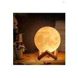 Dekoratif Şık 15 cm Çap 3d moon lamp Pilli 3d Standlı Ay Gece Lambası