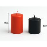 Dekoratif Silindir Mum Seti 2’li – Kokusuz, Duman Yapmaz, Ritüel ve Masa Süsleme Mumu - Kırmızı - Siyah