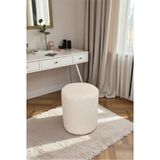 Dekoratif Silindir Puf – Ahşap İskeletli, Oturma ve Yatak Odası Pufu - Krem - (40x36 cm)