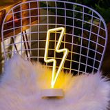 Dekoratif Şimşek Şeklinde Pilli Neon Led Lamba Süs Masa Lambası (4604)
