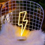 Dekoratif Şimşek Şeklinde Pilli Neon Led Lamba Süs Masa Lambası (4915)