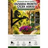 Dekoratif Sincap Figürlü Duvara Monte Çiçek Askısı Lazer Kesim Metal Bahçe Balkon Saksı Ask�