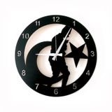 Dekoratif Siyah Ahşap Duvar Saati Atatürk Portre