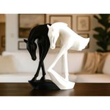 Dekoratif Siyah Beyaz At Heykeli – 15 cm At Biblo Yin Yang Sanat Eseri - Siyah - Beyaz