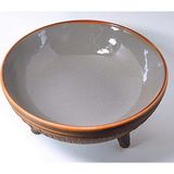 Dekoratif Sunum Kasesi, Seramik Ayaklı Sunum Kasesi, Servis Kasesi, Servis Tabağı, Kase, Tabak (Gri, 20 Cm)