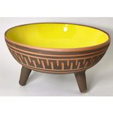 Dekoratif Sunum Kasesi, Seramik Ayaklı Sunum Kasesi, Servis Kasesi, Servis Tabağı, Kase, Tabak (Sarı, 25 Cm)
