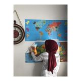 Dekoratif Tablo Eğitici Türkiye Ve Dünya Haritası Set Çocuk Duvar Yazı Tahtası Kağıt Tahta 118x56 Cm