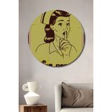 Dekoratif Tablo Sus Yapan Hemşire Retro Vintage Ahşap Poster Şık Yuvarlak Duvar Dekorasyon Tablosu - 30 x 30 - Yeşil