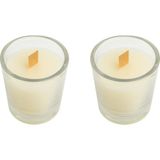 Dekoratif Tarçın Kokulu Ahşap Fitil Doğal Soya 40 ml Kutulu Hediyelik Mum Şat Bardak 2'li Set Mum - Option-1