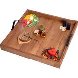 Dekoratif Tepsi - El Yapımı Sunum Tepsisi - 60X60CM - Massif Çam Ahşap - Ceviz