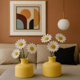 Dekoratif Tereyağı Sarısı Mini Vazo Seti (2’li) – Küçük Masa Üstü Vazo, Kuru Çiçek ve Tek Dal Çiçek İçin Modern Ev-Ofis-Cafe Dekorasyonu