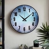 Dekoratif Türkçe Rakamlı Desenli Uv Baskılı Duvar Saati (Sessiz) Akar Mekanizma 40 cm Metal Akrep Yelkovan - Turkuaz