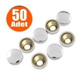 Dekoratif Vida Kapağı Kapatıcı 15 Mm Parlak Krom Metal Vida Tapası Tıpası ( 50 Adet)