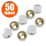 Dekoratif Vida Kapağı Kapatıcı 15 Mm Parlak Krom Vida Tapası Tıpası (50 Adet)