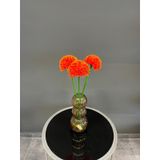Dekoratif Yapay Pompon Dalya (Dahlia) Çiçeği – Turuncu, 3’lü Set
