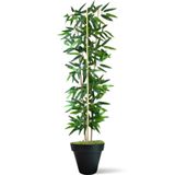 Dekoratif Yapay Yapraklı 3 Gövde Bambu Ağacı 110 cm Bambu siyah plastık saksı svm.1251