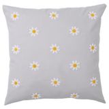 Dekoratif Yastık-Kırlent Kılıfı Ikea Papatya Desenli Gri 50x50 Cm Çift Taraflı