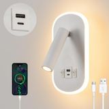Dekoratif Yatak Başı Okuma Lambası 15 Watt Gün Işığı Çift Kademeli USB ve Type-C Giriş