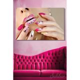 Dekoratif Yatay Kanvas Tablo Tekli Kuaför Güzellik Salonu Makyaj Nail Art Manikür Tasarım 1104