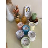 Dekoratif Yeşil Elma Kokulu Yeşil Taş Kap Mum – 300G Doğal Soya Wax, Ahşap Fitilli, El Yapımı ve Vegan - 1 Adet