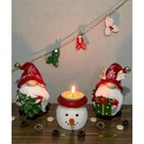 Dekoratif Yılbaşı Dekor Seti Noel Cücesi Figürleri ve Kardan Adam Mumluk Yeni Yıl Masa Üstü Süsleme