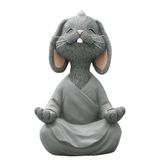 Dekoratif Yoga Yapan Tavşan Biblo Meditasyon Küçük Boy Tavşan Heykeli Ev Dekoru 8x12.5 cm