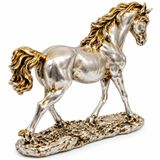 Dekoratif Yürüyen At Biblosu Silver Gümüş Renk 23 cm Modern Heykel kc02 Ofis Masa Vestiyer Ünite Dekor Tamamlayıcı Şık ve Modern Dokunuş Tv Ünitesi Zarif Estetik Duruş İnce İşcilik El Yapımı Reçine