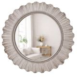 Dekoratif Yuvarlak Duvar Aynası 45 cm – Modern İnce Çerçeveli Ayna, Salon Antre Banyo İçin (Gümüş)