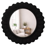 Dekoratif Yuvarlak Duvar Aynası 45 cm – Modern İnce Çerçeveli Ayna, Salon Antre Banyo İçin (Siyah)