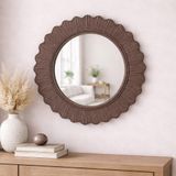 Dekoratif Yuvarlak Duvar Aynası 45 cm – Modern İnce Çerçeveli Ayna, Salon Antre Banyo İçin (Taupe)