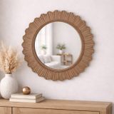 Dekoratif Yuvarlak Duvar Aynası 45 cm – Modern İnce Çerçeveli Ayna, Salon Antre Banyo İçin (Vizon)