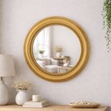 Dekoratif Yuvarlak Duvar Aynası 50 cm – Modern Çerçeveli Ayna, Salon Antre Banyo İçin (Altın)