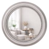 Dekoratif Yuvarlak Duvar Aynası 50 cm – Modern Çerçeveli Ayna, Salon Antre Banyo İçin (Gümüş)