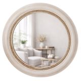 Dekoratif Yuvarlak Duvar Aynası 50 cm – Modern Çerçeveli Ayna, Salon Antre Banyo İçin (İnci)