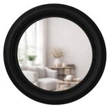 Dekoratif Yuvarlak Duvar Aynası 50 cm – Modern Çerçeveli Ayna, Salon Antre Banyo İçin (Siyah)