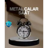 Dekoratif Yuvarlak Gümüş Sessiz Işıklı Masa Üstü Çalar Saat Alarmlı Şık Tasarım