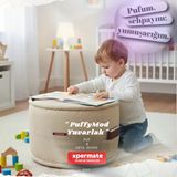 Dekoratif Yuvarlak Puf Orta Sehpa Puf 60x42 Cm Puffymod (Bej)