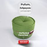 Dekoratif Yuvarlak Puf Orta Sehpa Puf 60X42 Cm Yeþil Puffymod