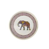 Dekoratif Yuvarlak Servis Tepsisi, Mandala Fil ve Klasik Araba Desenli, 35 cm, Kahve ve Sunum İçin (Fil Desenli, 35 cm)