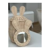 DEKORATTAN Rattan Bambu Tavşan Kulak Sepet Ve Ayna Set