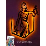dekoraven Adalet Kadın Rgb Işıklı Kumandalı Tablo rgb