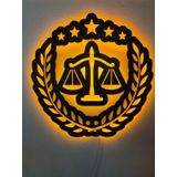 dekoraven Adalet Terazisi RGB kumandalı 16 renk led ışıklı ahşap tablo rgb