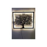 dekoraven Ağaç Dekoratif Led Işıklı Ahşap Tablo 55x45cm Günışığı, agac