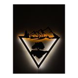 dekoraven Ağaç Ve Dağ Manzaralı Led Işıklı Tablo 35x70 cm Siyah, Bumetab02