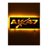 dekoraven Ak-47 Led Işıklı Tablo Amber Renk Duvar Dekorasyonu, ak47