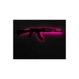 dekoraven Ak-47 Silah Led Işıklı Ahşap Tablo Pembe 55x30 cm, ak4712