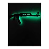 dekoraven Ak47 Silah Led Işıklı Ahşap Tablo 55x30cm Yeşil, ak4712