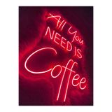 Dekoraven All You Need Is Coffee Kafe Kahve Neon Led Tabela(80X50Cm), allcoffeered